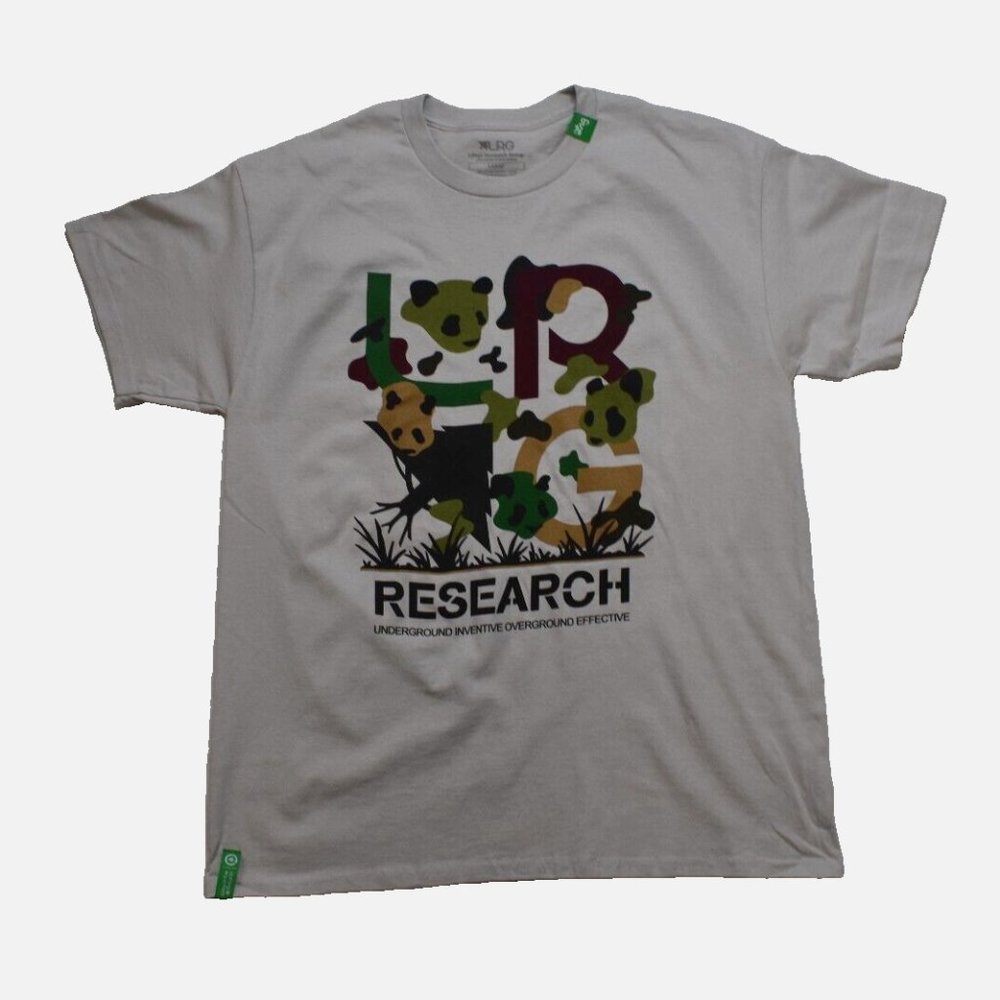 Lifted Research Group Mens LRG Stacked Panda Silver Shirt New With Tags